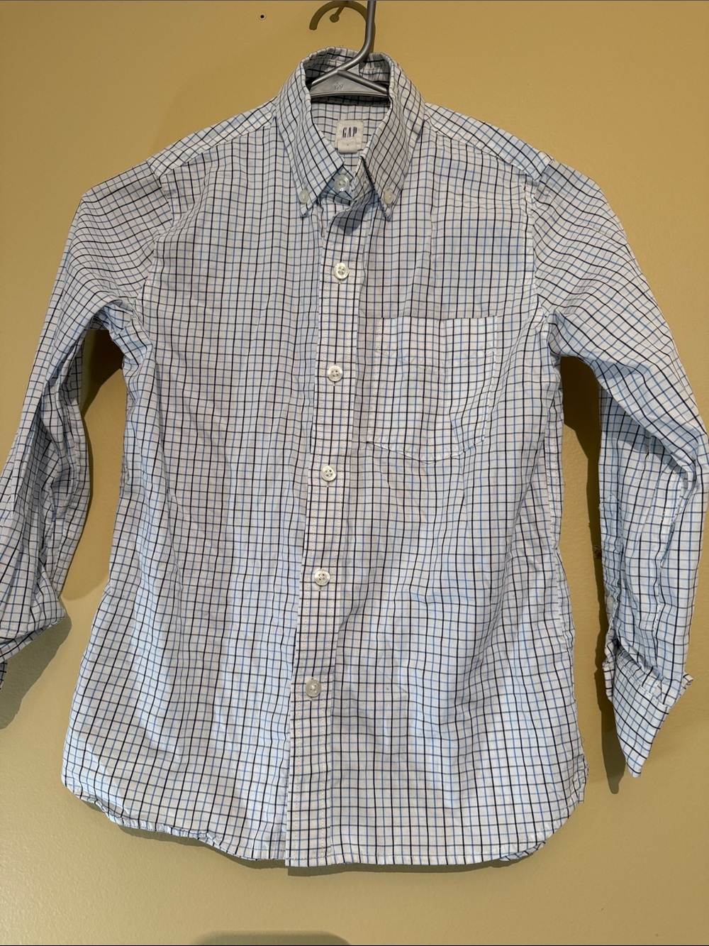 GAP Light Blue and White Check Button-Down Shirt